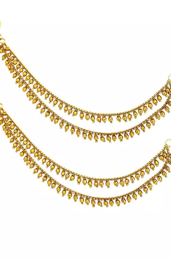 Gold plated two layered beaded earchain