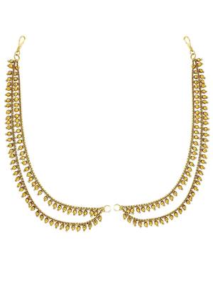 Gold plated two layered beaded earchain 3