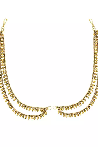 Gold plated two layered beaded earchain