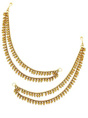 Gold plated two layered beaded earchain 4