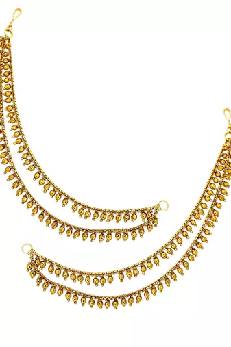 Gold plated two layered beaded earchain