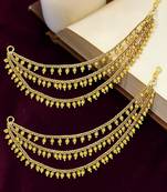 Gold plated three layered beaded earchain