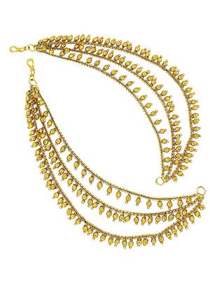 Gold plated three layered beaded earchain 3