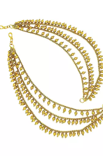 Gold plated three layered beaded earchain