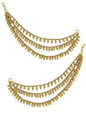 Gold plated three layered beaded earchain 4