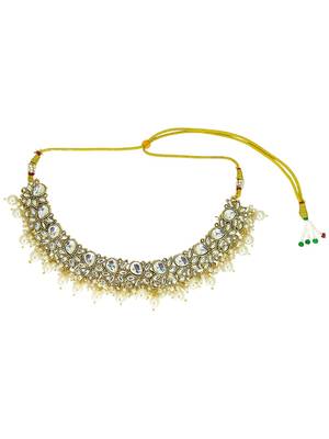Gold plated kundan choker maang tikka set 3