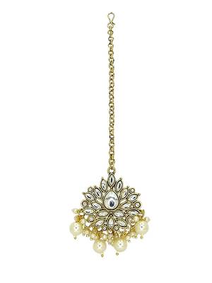 Gold plated kundan choker maang tikka set 5