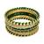 Gold plated set of 11 cz green silk thread bangle set