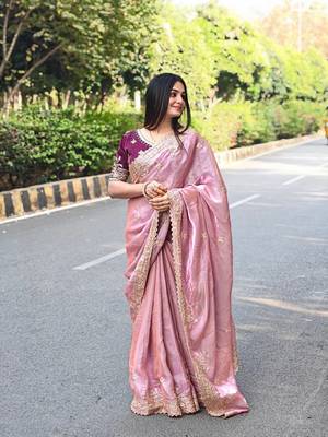 Fendy Satin Embroidered Women's Saree With Blouse Set   2