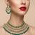 Traditional gold plated emerald green kundan choker necklace set with maang tikka & earrings for bridal wedding wear