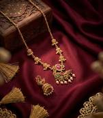 Traditional antique gold plated peacock necklace set with jhumka earrings ethnic indian jewelry for weddings & festivals