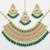 Traditional gold plated emerald green kundan choker necklace set with maang tikka & earrings for bridal wedding wear