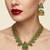 Elegant green matte gold-plated kemp mango haram necklace set with jhumkas