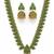 Elegant green matte gold-plated kemp mango haram necklace set with jhumkas