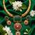 Handcrafted gold-plated ethnic necklace set with green carved stones & red floral pendant - bridal wedding jewelry