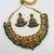 Antique gold-plated temple jewelry set: handcrafted goddess lakshmi & peacock necklace with jhumka earrings