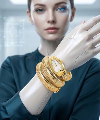Elegant serpent-style gold-plated wraparound tubogas watch bracelet for women 3