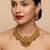 Gold-plated temple jewelry set - traditional lakshmi motif necklace & earrings for weddings