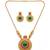 Handcrafted ethnic gold-plated necklace set with green emerald-style stones & ruby accents - traditional bridal jewelry