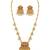 Exquisite gold-plated long necklace set with pearl drops | traditional ethnic indian bridal jewelry