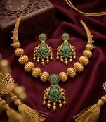 Traditional green stone Necklace :: set with matching earrings