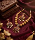 Traditional green stone Necklace :: set with matching earrings