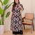 black a line rayon printed kurta with pant set for women