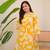 light yellow rayon printed a line kurta with pant set