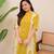 light yellow a line rayon printed kurta with pant set for women