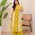 light yellow a line rayon printed kurta with pant set for women