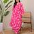 pink rayon printed a line kurta with pant set