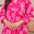 pink rayon printed a line kurta with pant set