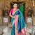 Indian sky blue zari motif weaving work paithani silk saree
