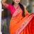 Indian orange zari motif weaving work paithani silk saree