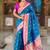 Indian blue zari motif weaving work paithani silk saree