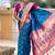 Indian blue zari motif weaving work paithani silk saree