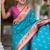 Indian sky blue zari motif weaving work paithani silk saree