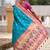 Indian sky blue zari motif weaving work paithani silk saree