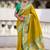 Designer lemon green meenakari weaving work paithani silk saree