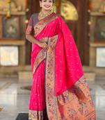 Designer pink meenakari weaving work paithani silk saree