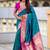 Designer teal blue meenakari weaving work paithani silk saree