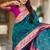 Designer teal blue meenakari weaving work paithani silk saree
