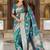 Designer teal green zari weaving work banarasi silk saree