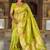 Designer lemon green zari weaving work banarasi silk saree