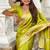Designer lemon green zari weaving work banarasi silk saree