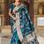 Designer teal blue zari weaving work banarasi silk saree