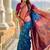 Designer blue zari weaving work paithani silk saree