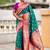 Designer teal green zari weaving work paithani silk saree