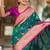 Designer teal green zari weaving work paithani silk saree