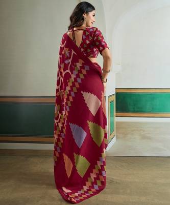 Maroon color soft modal satin ajrakh print saree  timeless ethnic collection 2